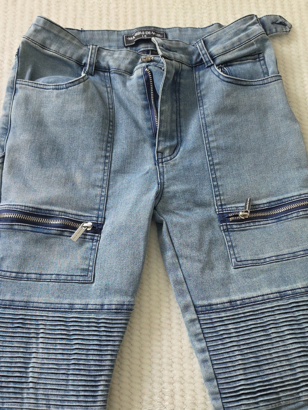 Maniere De Voir Stylish Blue Denim Jeans for Women